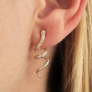 Snake Earrings Spiral Retro Unique Trendy Stylish Goddess Reptile Bold Statement
